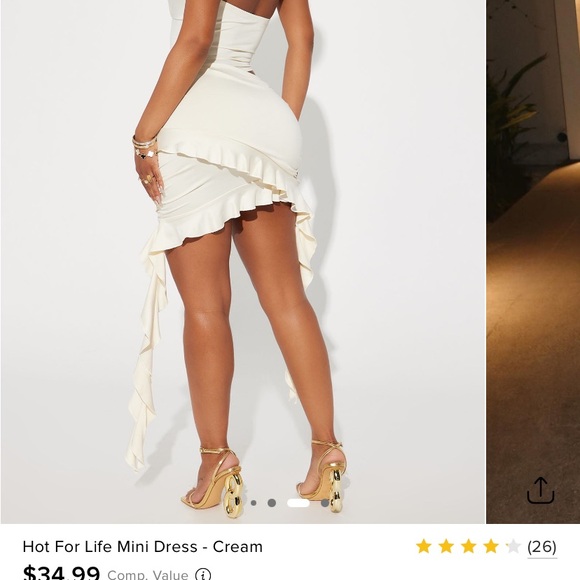 Cream Ruffle Mini Dress - Picture 3 of 6